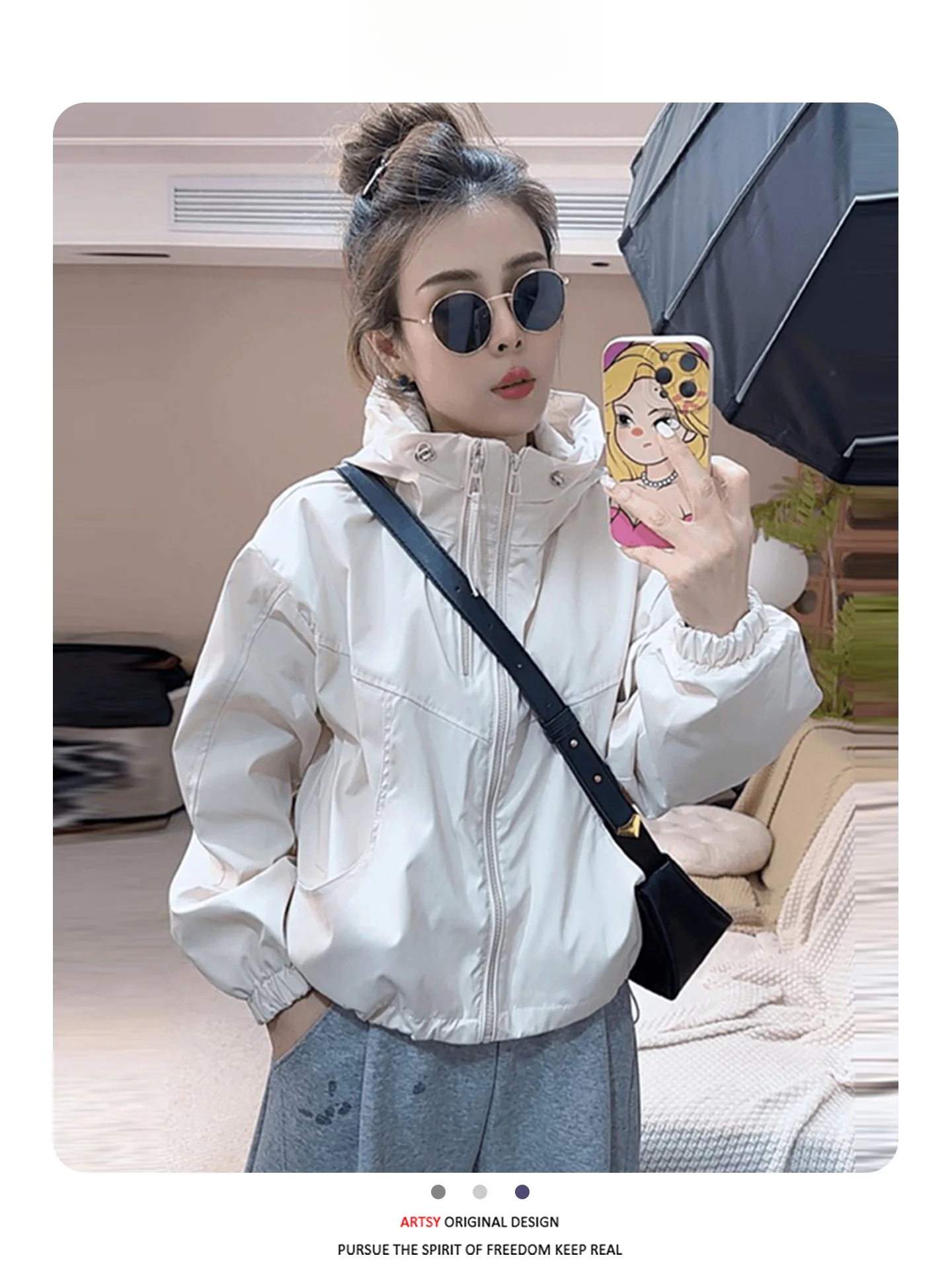 

Новая женская демисезонная куртка-пальто свободного кроя с капюшоном, дышащая, модная, универсальная