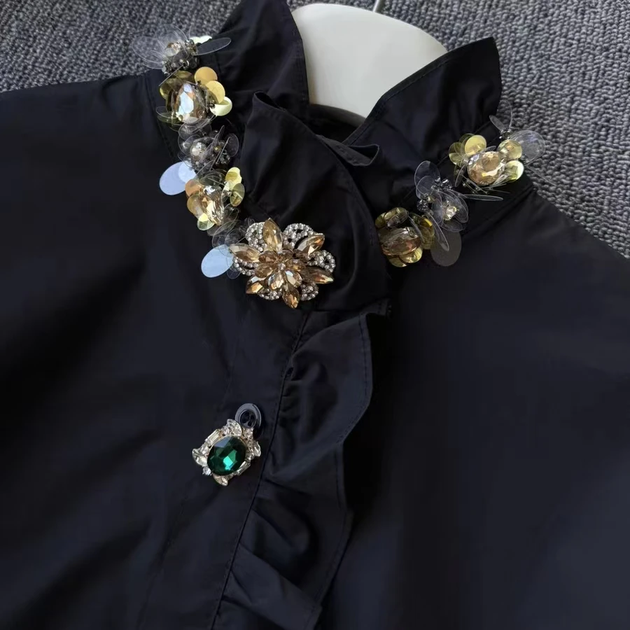 

Luxury Sequined Diamonds Buttons Up Blouses Shirts Women New Trend Long Sleeve Shirts Fashion Causal Tops Camisas De Mujer