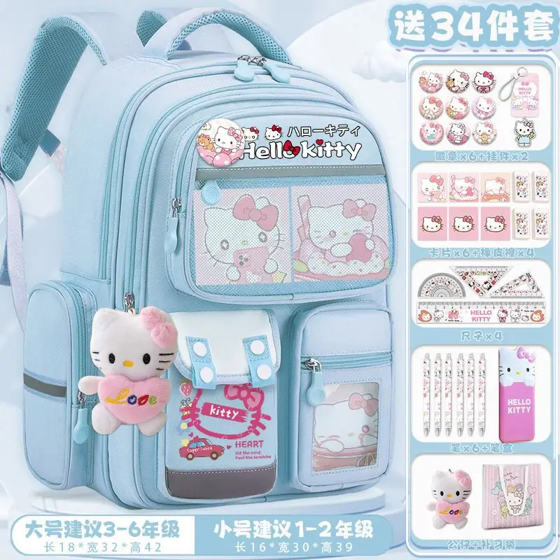 Sanrio New Hello Kitty Student Schoolbag Large Capacity Casual and Lightweight Waterproof Cute Backpack