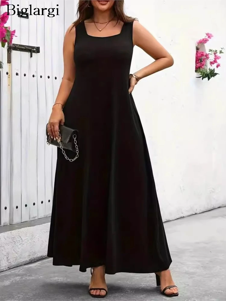 

Plus Size Summer Sleeveless Slip Dress Women Slim Sexy Backless Fashion Ruffle Pleated Ladies Dresses High Waist Woman Dress