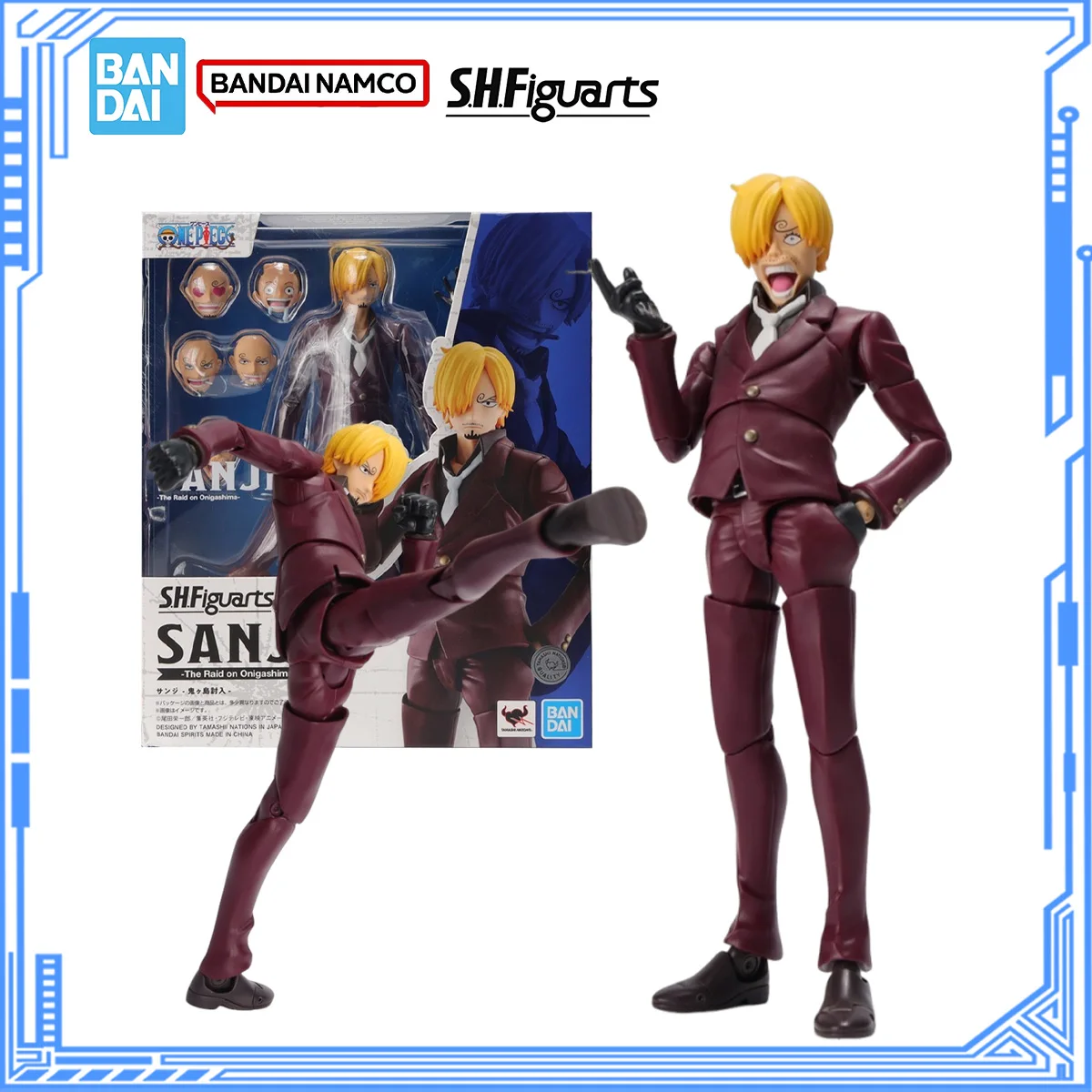 

Bandai Genuine One Piece Model Kit SHF Sanji The Raid on Onigashima Joints Movable Action Figure Collection Model Toys Gifts