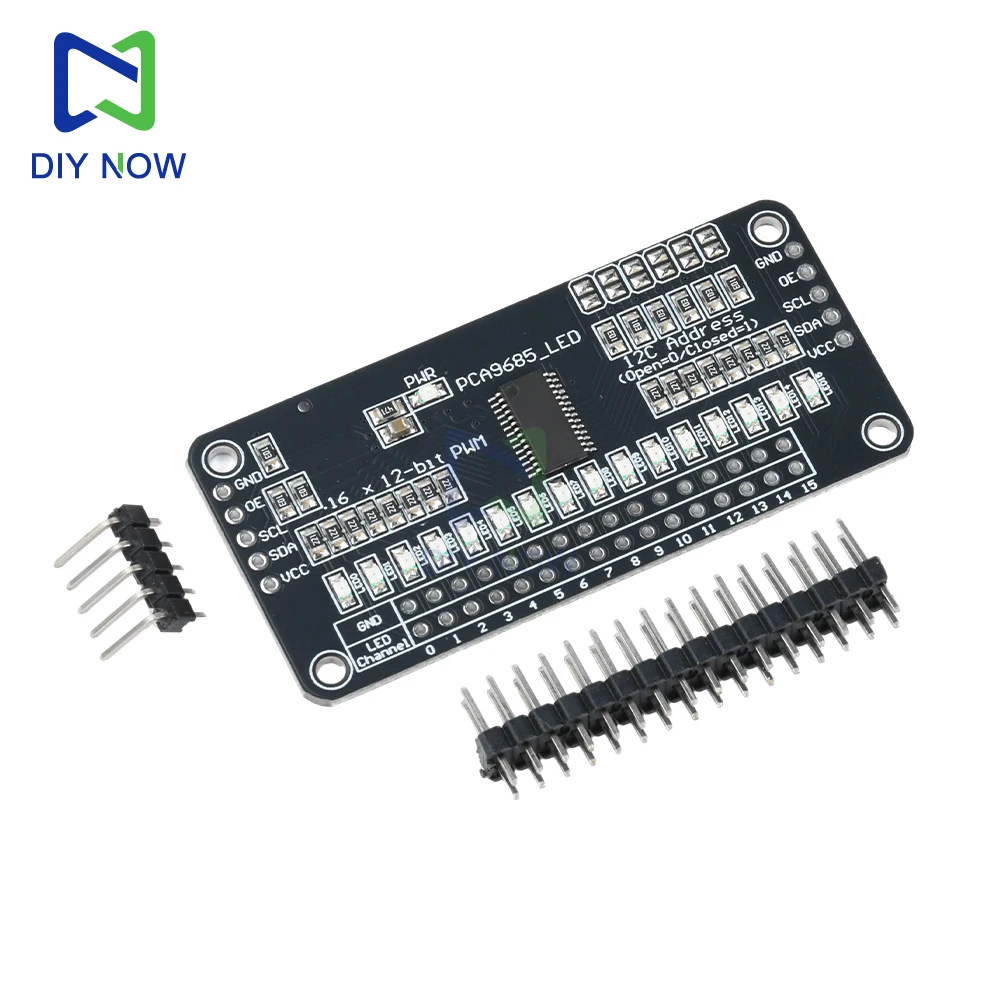 16-channel LED Driver Board Module i2c Bus PWM Controller Module PCA9685 Module 2.3V-5.5V 24Hz-1526Hz Adjustable