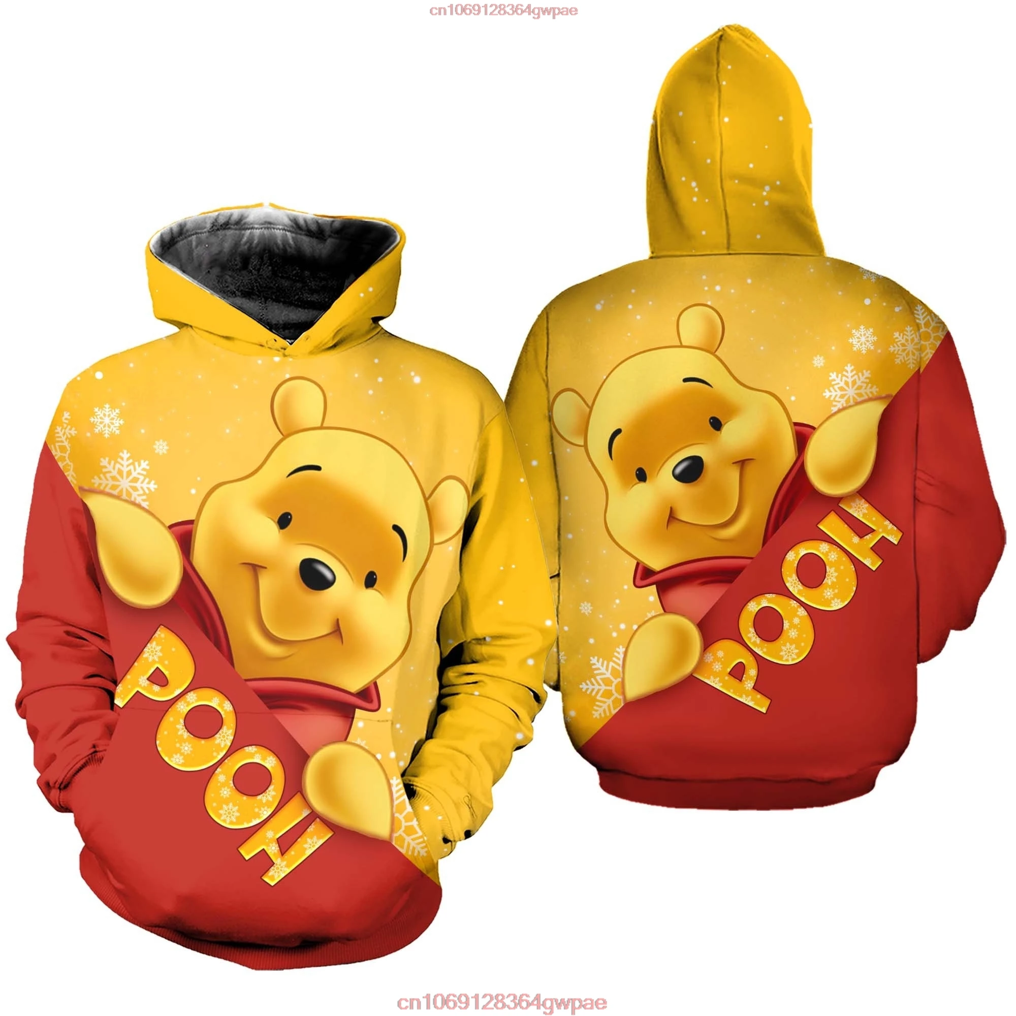 Disney Character Winnie the Pooh Hoodie Zipper Hoodie All Over Print 3D Personalized Custom Name Unisex Men Women 3D Hoodie