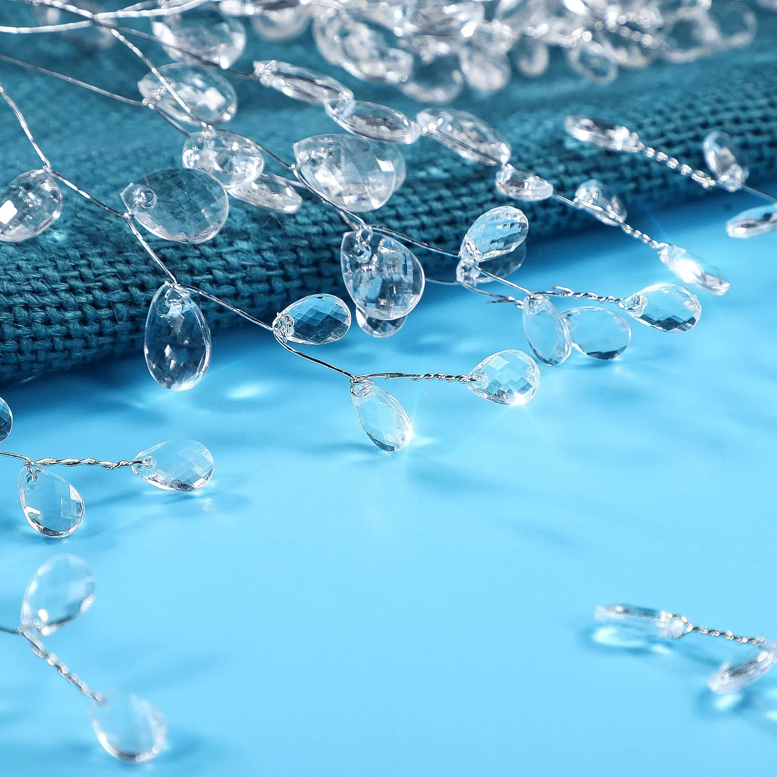 

50 Stems Acrylic Flower Branches Artificial Bouquets 17cm Bead Drops Crystal Decoration Wedding DIY Artificial Bouquets