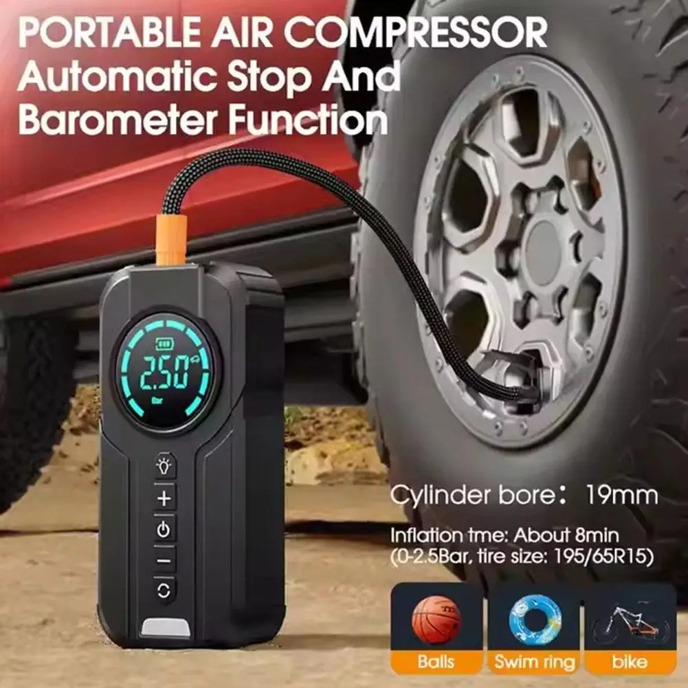 Electric Digital Display Car Tire Air Pump Intelligent Vehicle Mounted Inflator Pump Wireless Operation For Automotive