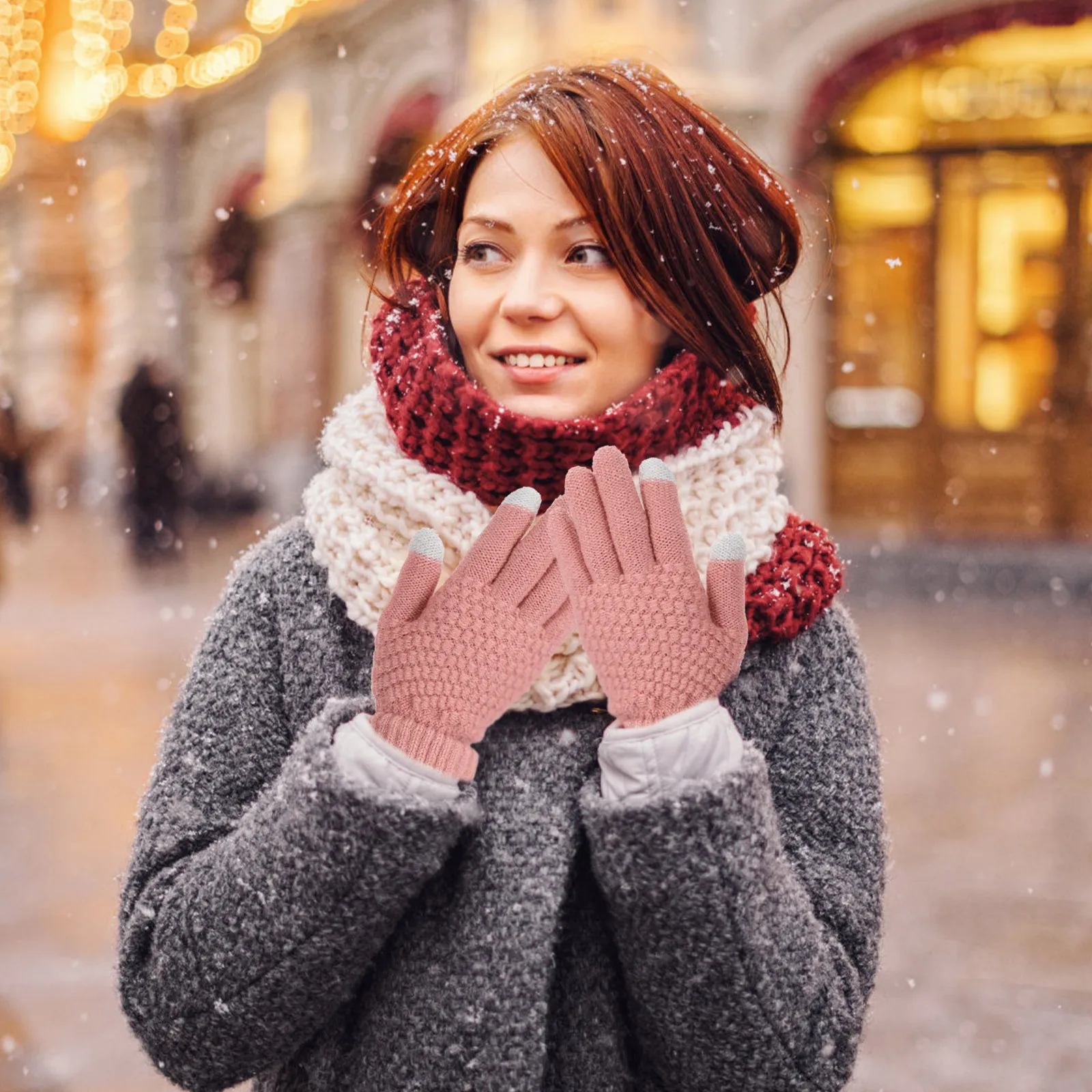 

2Pairs Touchscreen Winter Warm Gloves Women Windproof Thermal Outdoor Riding Cycling Skiing Sports Gloves Riding Mitts