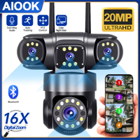 AIOOK IP Camera WiFi HD 20MP 4 Lens Outdoor Camera 16X ZOOM Waterproof CCTV Mobile Tracking Night Vision Video Camera Two Way
