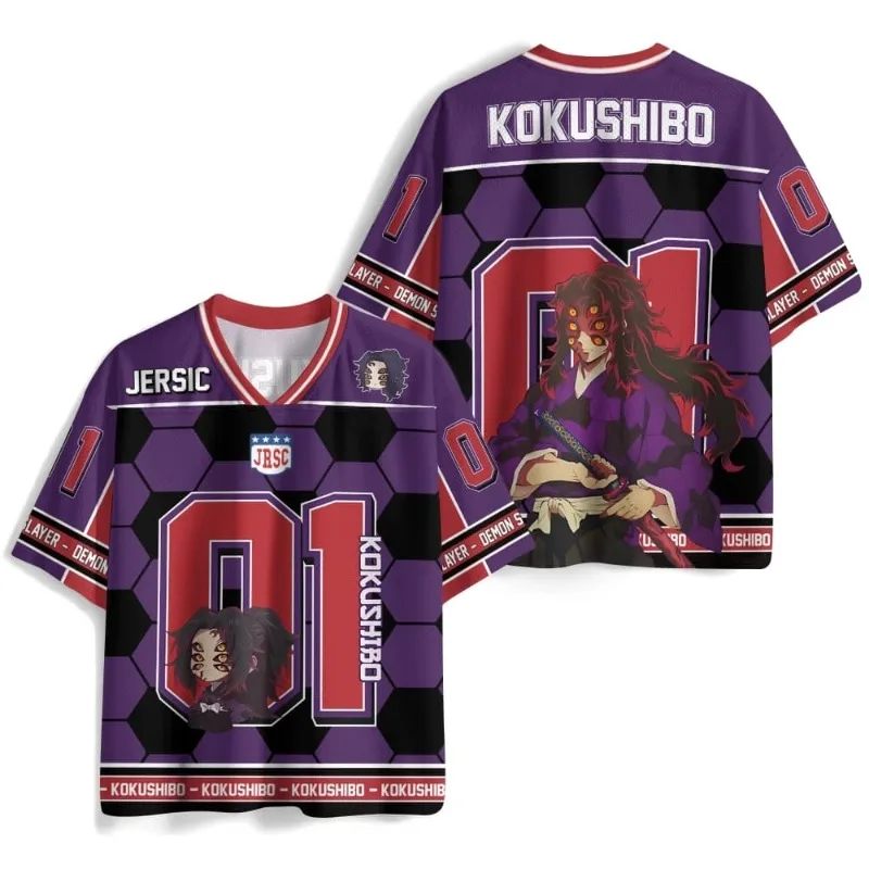 2026 New Demon Slayer: Kimetsu No Yaiba Upper Moon One Kokushibo V-neck Jersey, Unisex Couple Style Children's Sports T-shirt