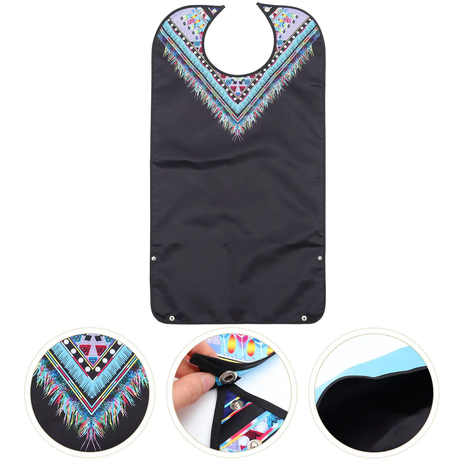 

Retro Adult Bib Elder Eating Cloth Protector Waterproof Lightweight Foldable Button Closure Apron For Women Men Patients