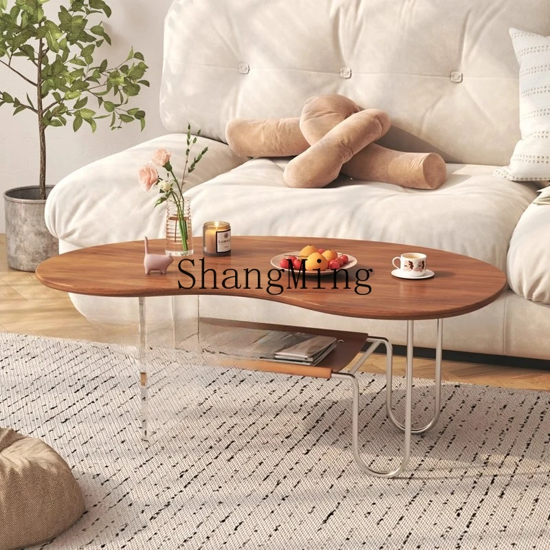 

SM new simple coffee table living room household small apartment solid wood table cream wind tea table