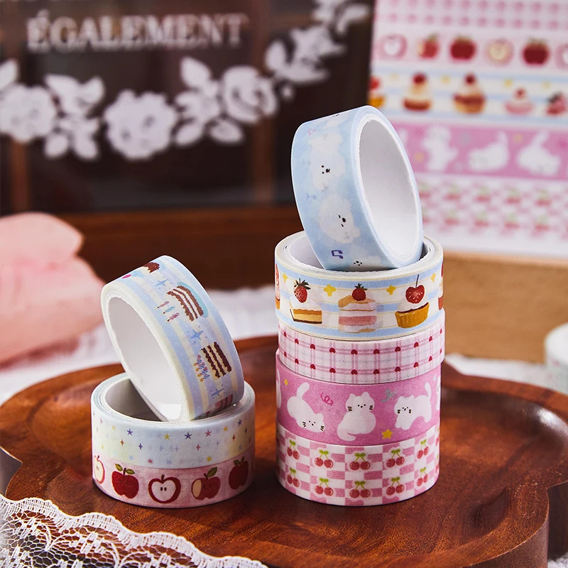 TIANZI 10 Rolls Cute Pink Decorative Washi Tape Japanese Style Stationery for DIY Journal Scrapbooking Sticker Label Decoration