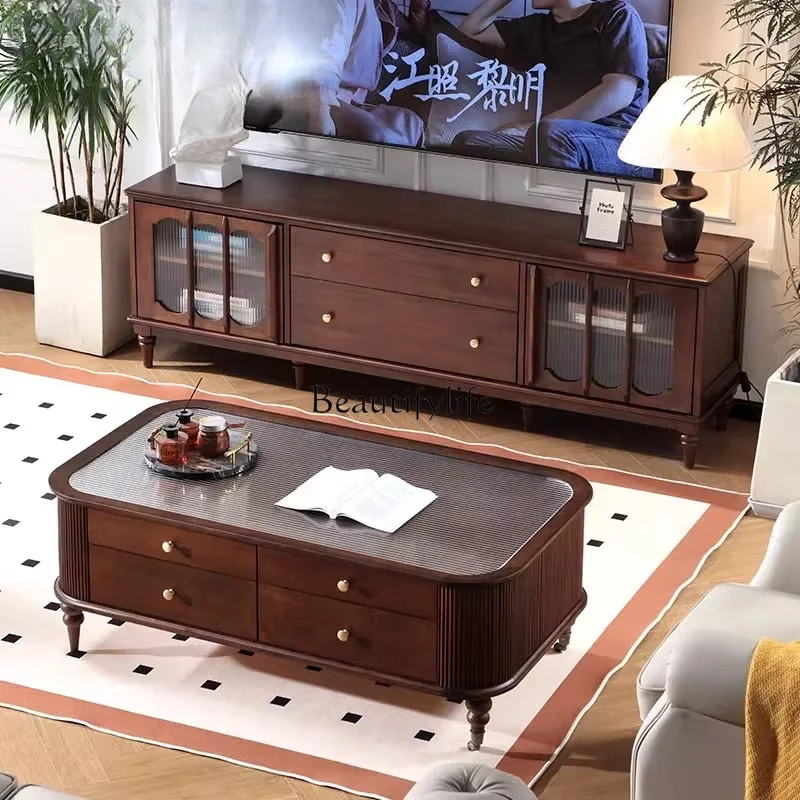 FG40Mesa de centro retangular francesa retrô sofisticada para sala de estar