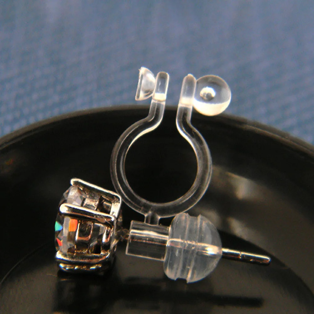 

50pcs Clip on Earring Converter Clear Silicone DIY Crafting Accessories Non Piercing Jewelry Making Decorative