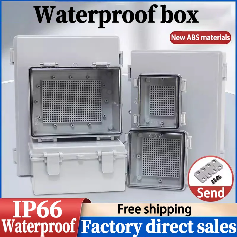 

Gray/Transparent Cover Enclosure Power ABS Junction Box Hinge Outdoor IP66 Waterproof Plastic Electrical Distribution Box