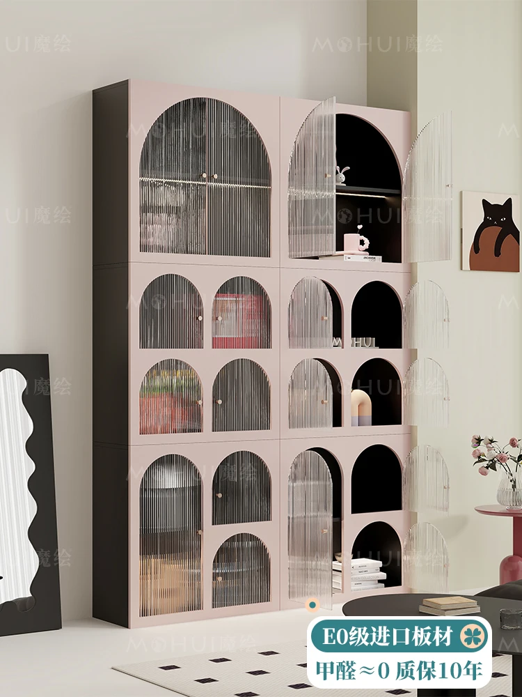 Sakura powder floor-to-ceiling bookcase storage cabinet integrated living room   cube arched