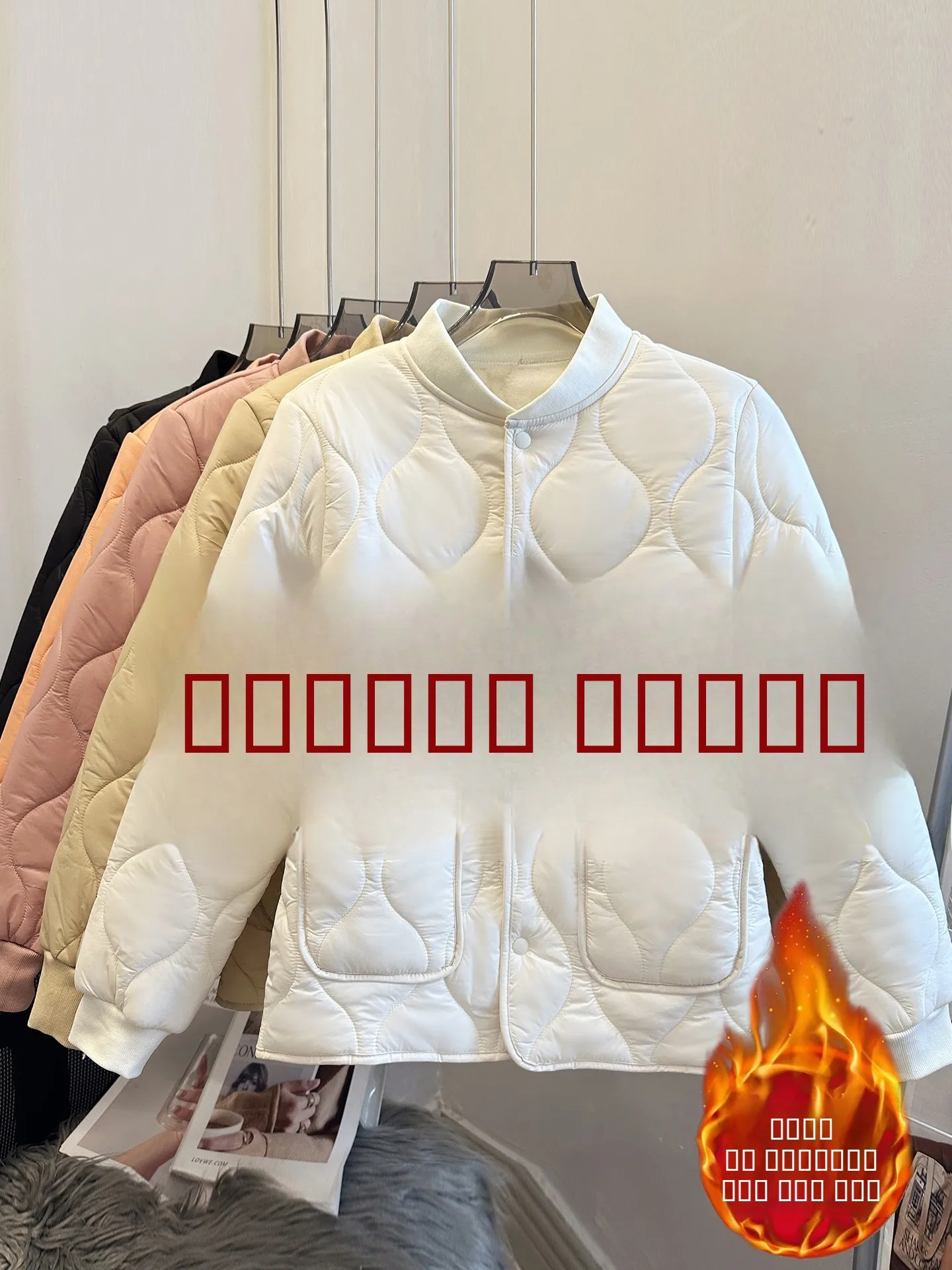 

Women's Fitted Cotton Jaet Office Warmth Liner Inner Coat Thiened Long Sve ort Sle Single Button Closure Pure Color