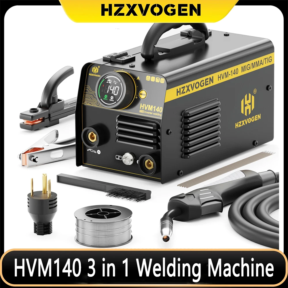 HZXVOGEN 3 in 1 Semi-Automatic Welding Machine MIG/TIG/MMA Inverter Welder Equipment Non Gas For Gasless Iron Soldering HVM200