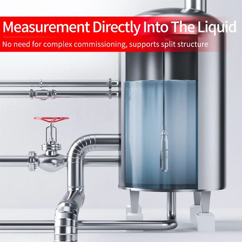 

Water Level Sensor 0-5m to 4-20mA 0-10V 0-5V RS485 Liquid Level Transmitter IP68 Water Liquid Level Sensor