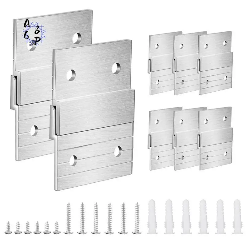 A68P-1 Set 5In French Cleat Hanger Heavy Duty Metal Hanger Photo Rack Art Frame Wall Hardware Z-Barfor Hook Mirror Durable