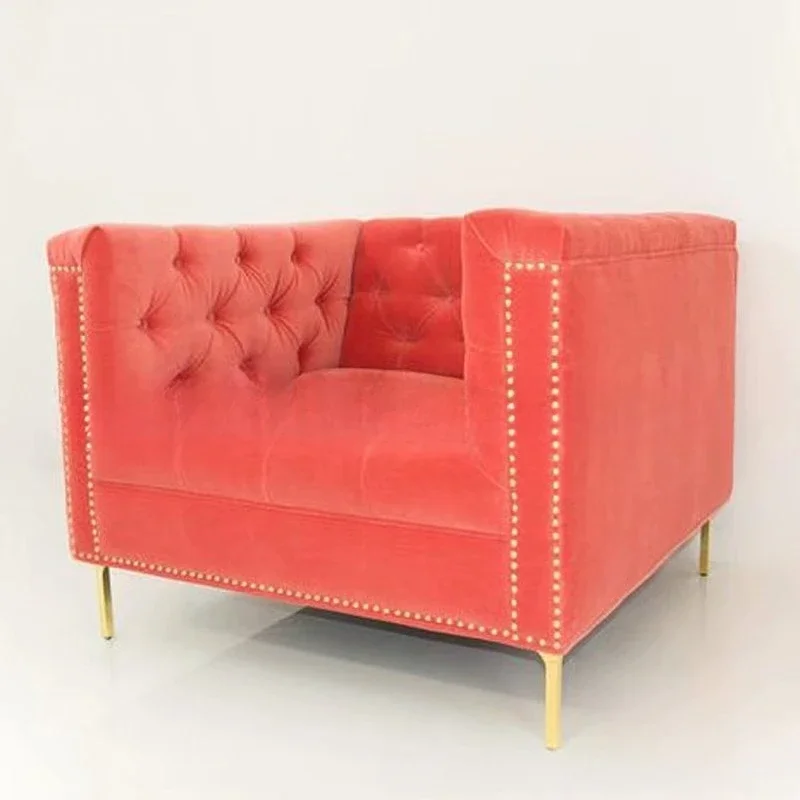 Canapé simple américain en acier inoxydable, meuble en tissu avec boucle, pour loisirs, club, vente, bureau, négociation