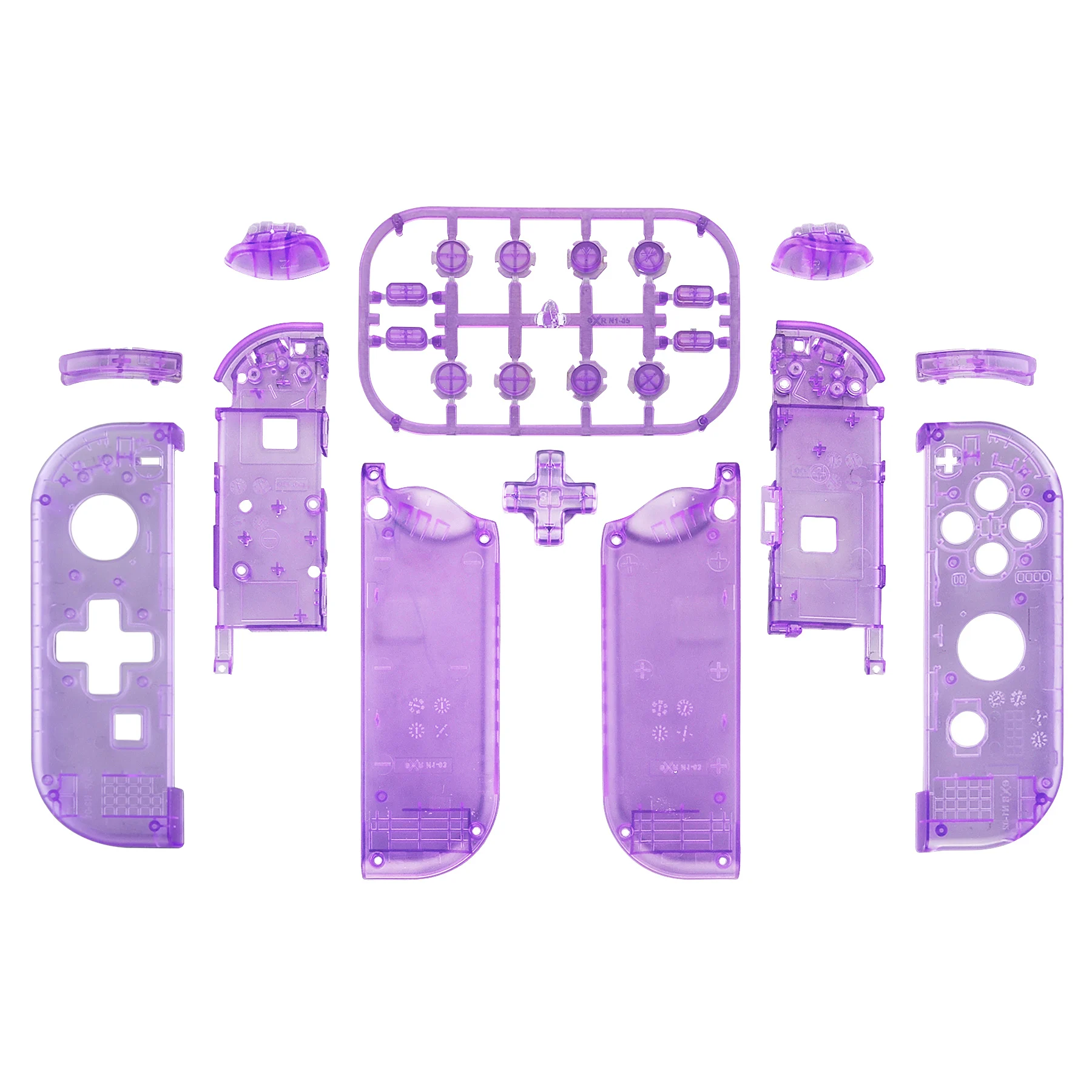 EXtremeRate Clear Atomic Purple Contrmatérielle Housing, Version D-Pad, Full Set Buttons, Fit for Nintend Switch, PomerCon, OLED PomerCon