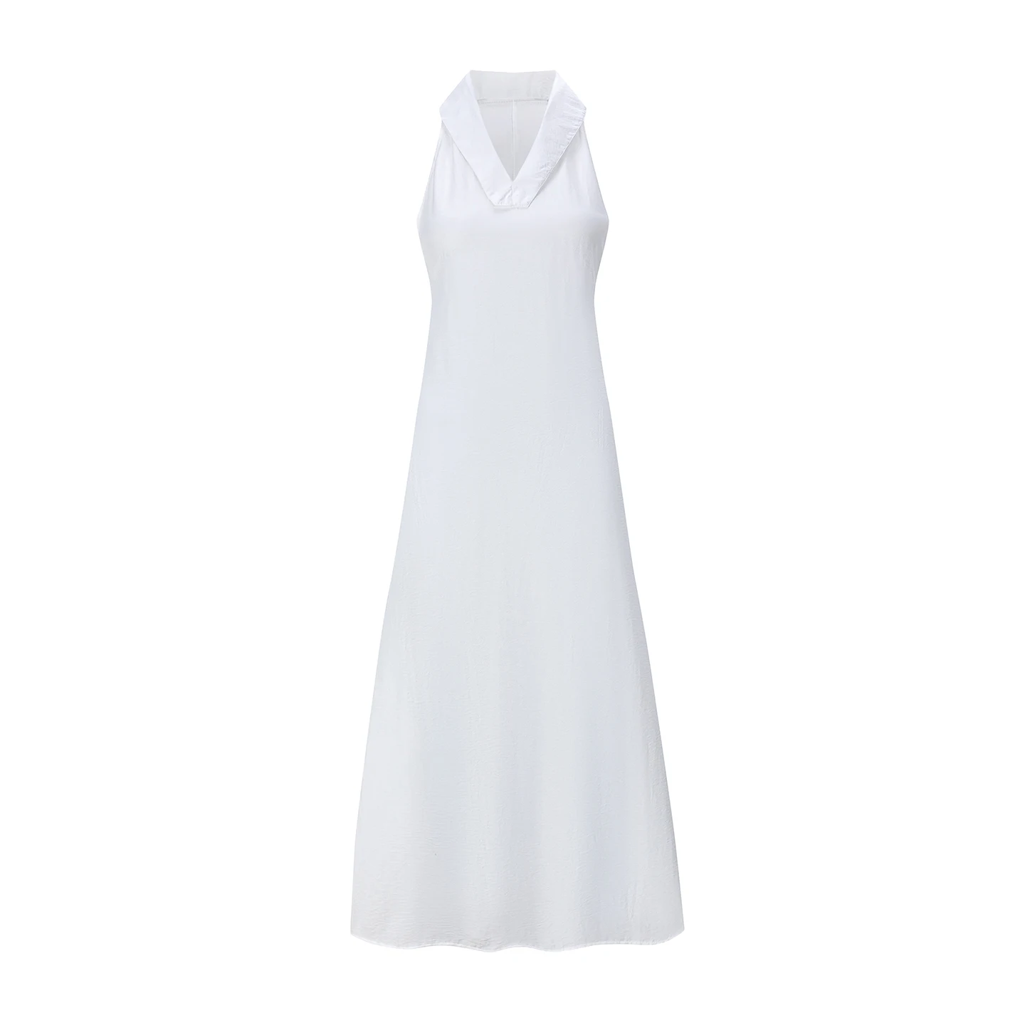 Europäisches und amerikanisches neues lässiges Resort-Kleid für Damen, ärmellos, atmungsaktiv, einfarbig, V-Ausschnitt, Frühjahr/Sommer 2026 – Detail 9