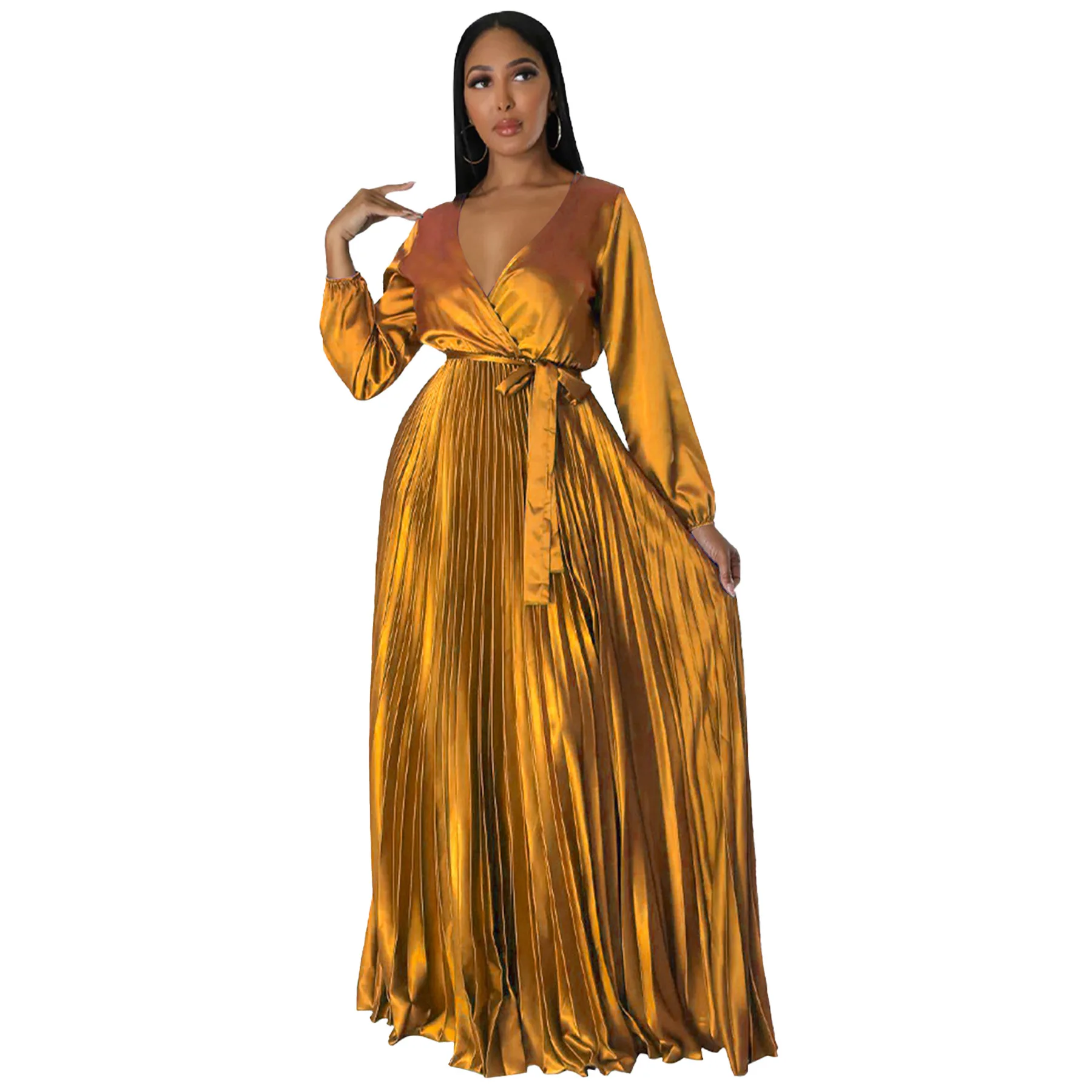 

10334 Women's Autumn Lantern Sleeve Ruffles Dress Long-lasting New European American Cross-border Amazon Fashion