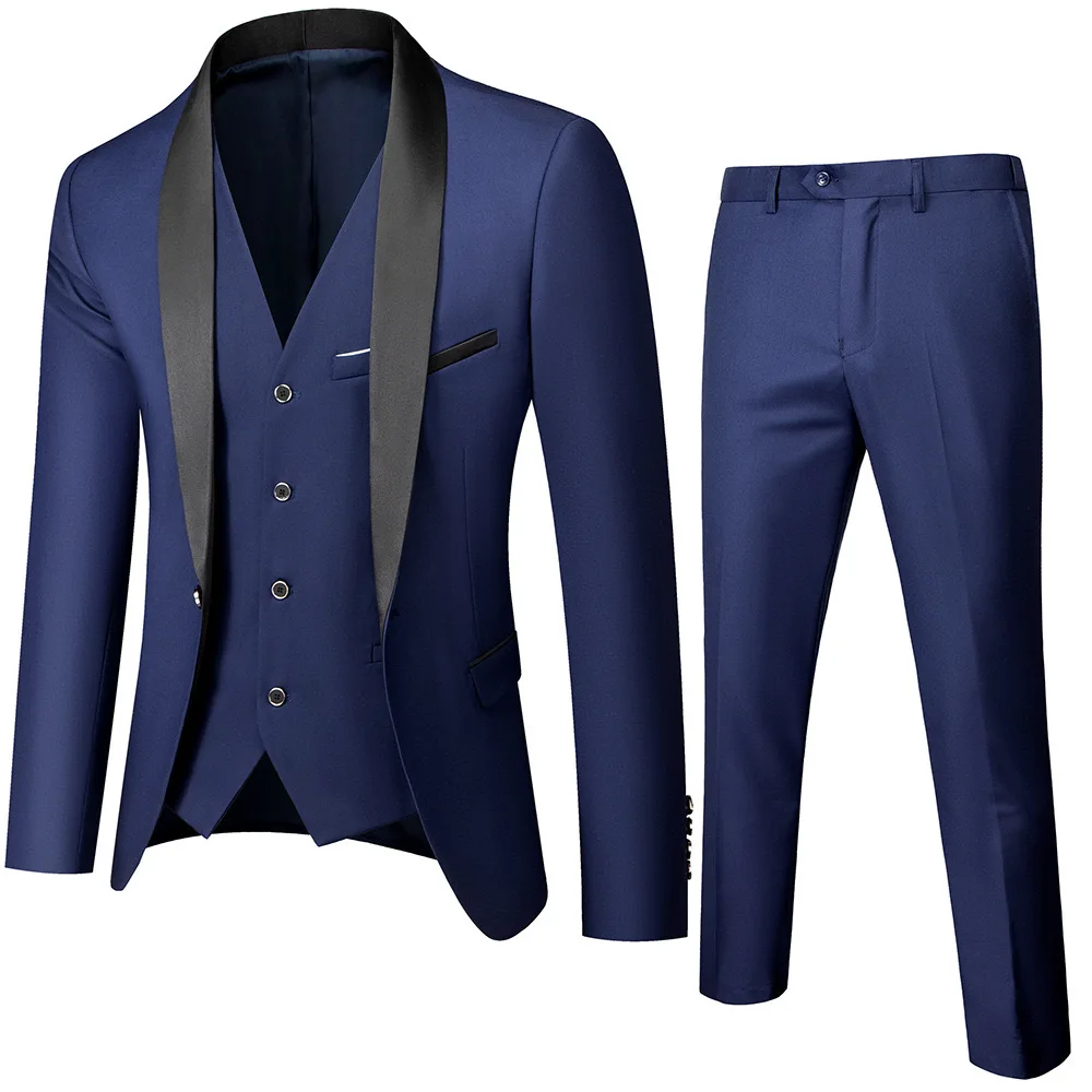 High Quality Mens Official Business Suit 3-piece(Jacket+Vest+Pants)Groom Wedding Dress Party Tyranian Suit Male/Mens Suit Tuxedo