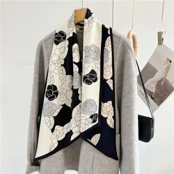 Camellia Print Double Sided Shawls Luxury Brand Women Long Scarf Silk Wool Scarfs Winter Neck Scarves Foulard Ring Scarfs Ponch