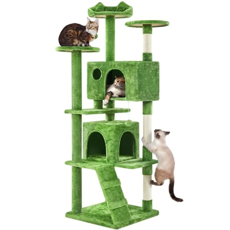 

70in Multi-Level Cat Tree Tall Cat Tower Cat Furniture with Condo Scratching Posts Dangling Ball for Indoor Cats Activity Cente