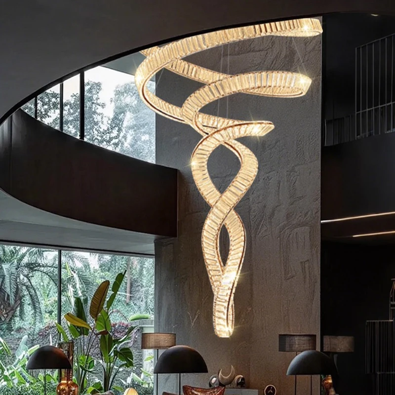 

Modern home decoration crystal chandelier, stair Pendant lamp, living room Pendant lights, interior lighting