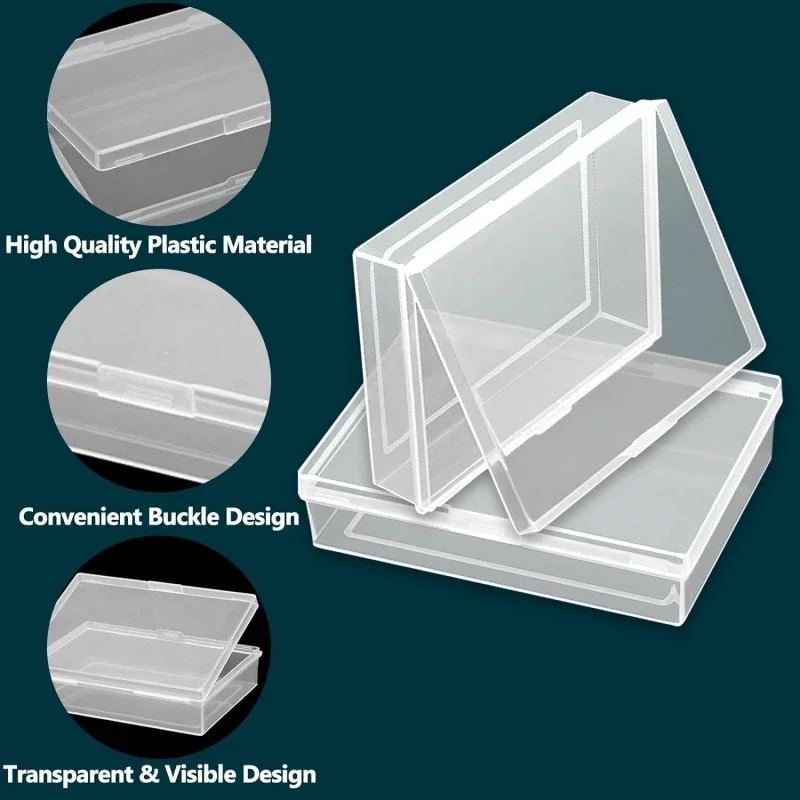 6Pcs 9.5x6.9x2.4cm Playing Card Boxes Transparent Plastic Collectible Card Boxes Business Card Holder Small Storage Boxes