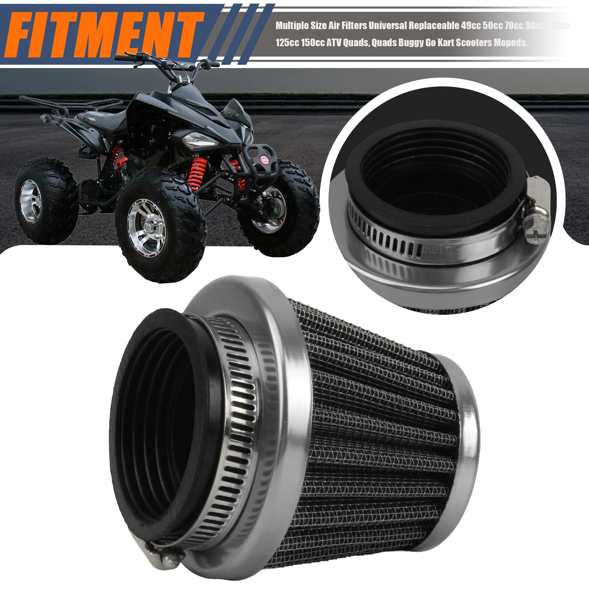 44mm Motorrad Luftfilter Systeme Für 50 70CC 90CC 110CC 125CC Universal ATV Pit Dirt Bike Go Kart quad Motocross Zubehör