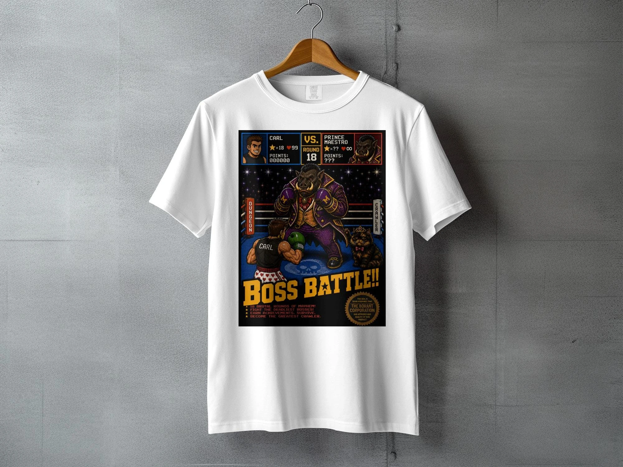 Dungeon Crawler Carl Boss Battle Shirt Retro Gaming T-Shirt Schwarzes lässiges T-Shirt mit Rundhalsausschnitt – Detail 8