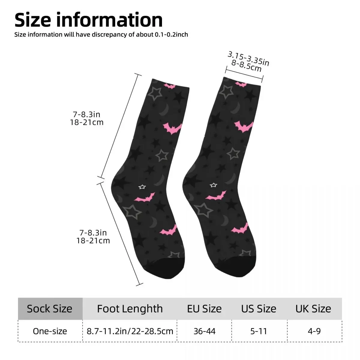 Black Bats Kawaii Socks School Cartoon Pattern Socks