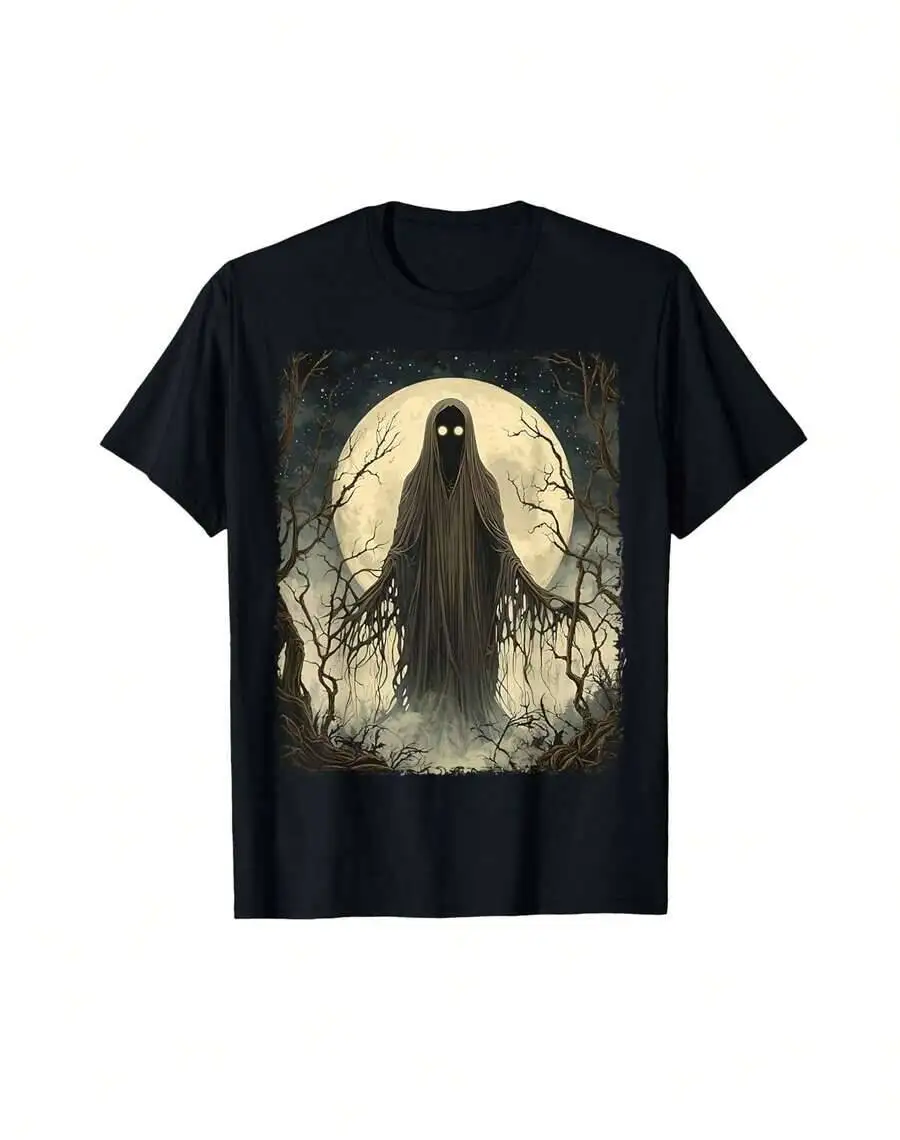 Gothic Ghost In The Forest Art Men And Women T-Shirt Boss For Skincare Junkies 100% Cotton Trendy Y2K Short-Sleeve Tee-Soft,