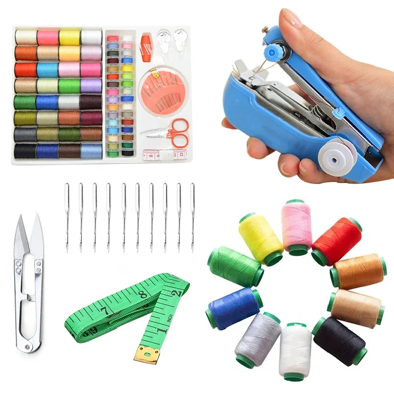 Handheld Sewing Machine and Accessory Needle Thread Tape Measure Small Scissors DIY Handmade Needlework Protable Sewing Tool ZYF