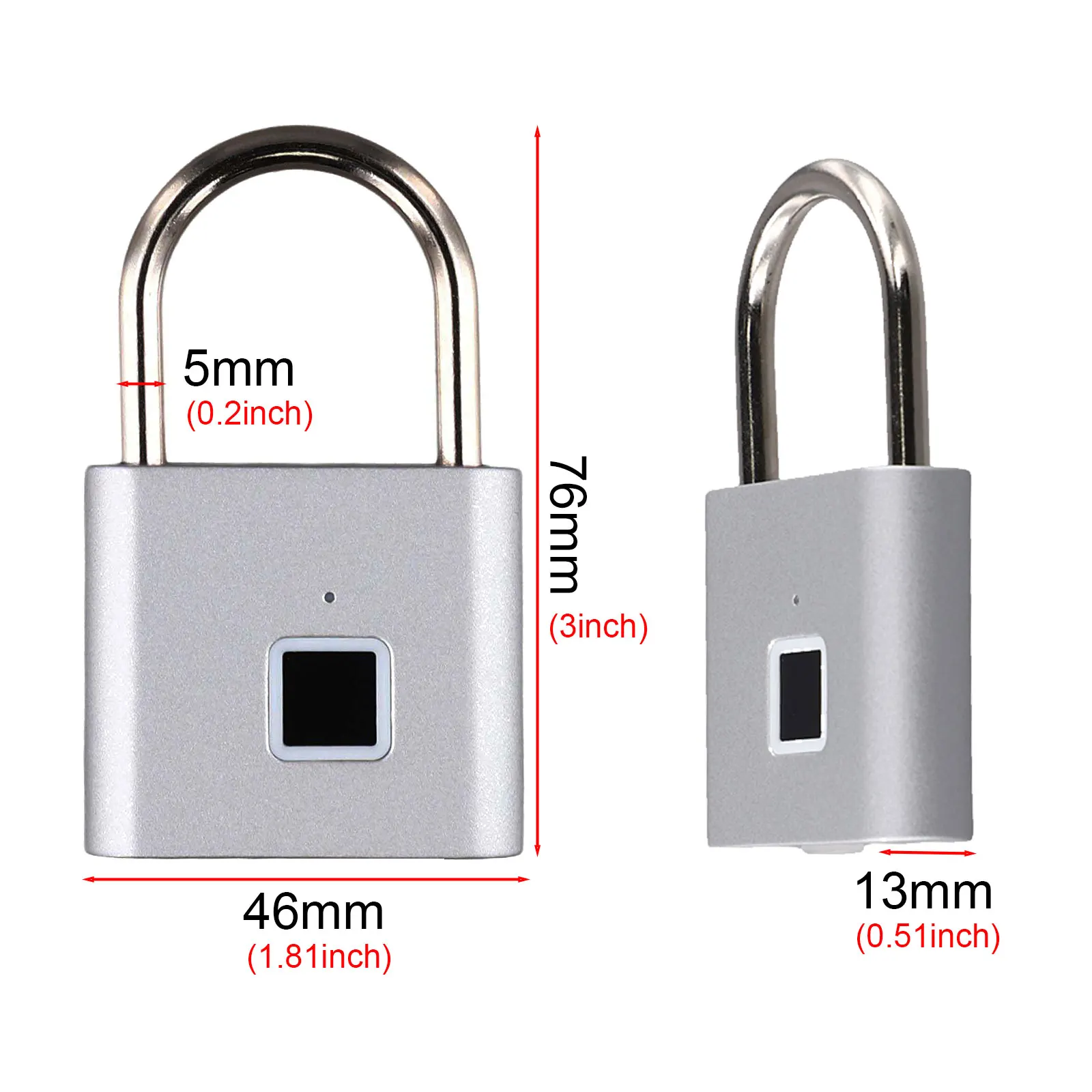 Kunci pintu sidik jari pengisian daya USB, kunci pintu tahan air mudah dan cepat tanpa kunci banyak penyimpanan sidik jari