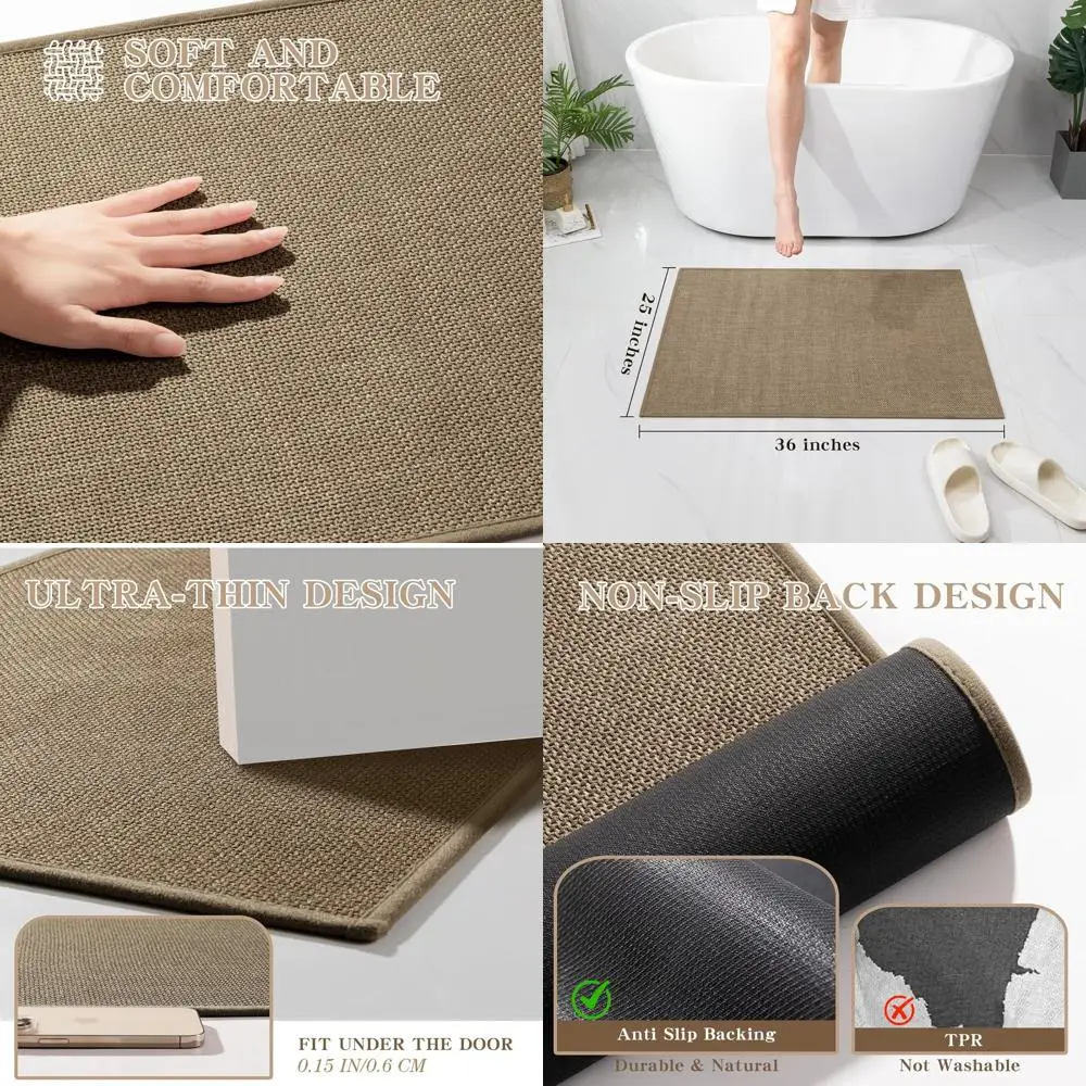 

Large 36x25 Dark Beige Ultra Thin Non-Slip Quick Dry Bath Mat for Bathroom Floor