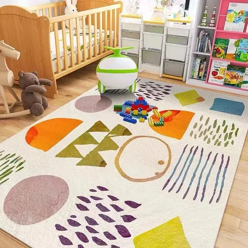 HD-Cartoon Kids Crawl Mat – Soft Plush Area Rug for Children's Bedroom Living Room, Shock-Absorbing Floor Carpet Non-Slip Play M