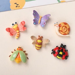 10Pcs Cartoon Resin Cute Bees, Butterflies, Snails, Dragonflies Series Flat Bottom Scrapbook Diy Jewelry Hair Clips Phone Case