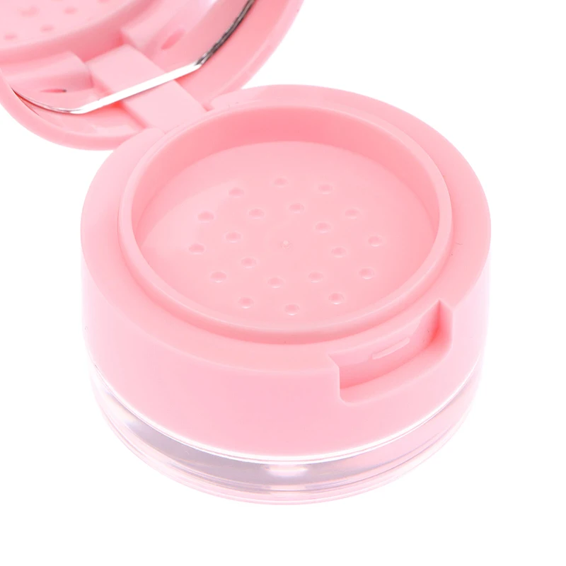 Portable Plastic Powder Box Empty Loose Powder Container With Sieve Mirror Cosmetic Sifter Loose Jar Travel
