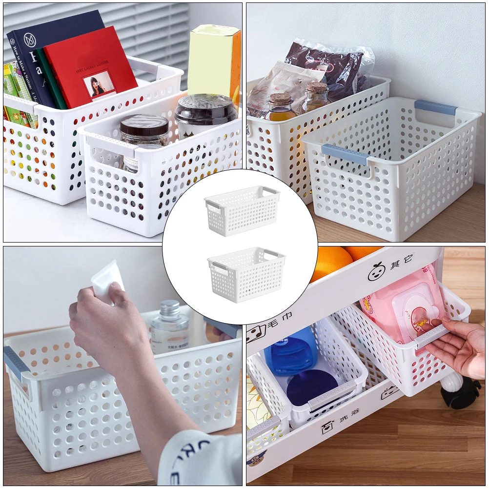 

2Pcs Multipurpose Sundries Storage Baskets Plastic Desktop Organizer Containers Home Kitchen Office Storage Sundries Basket