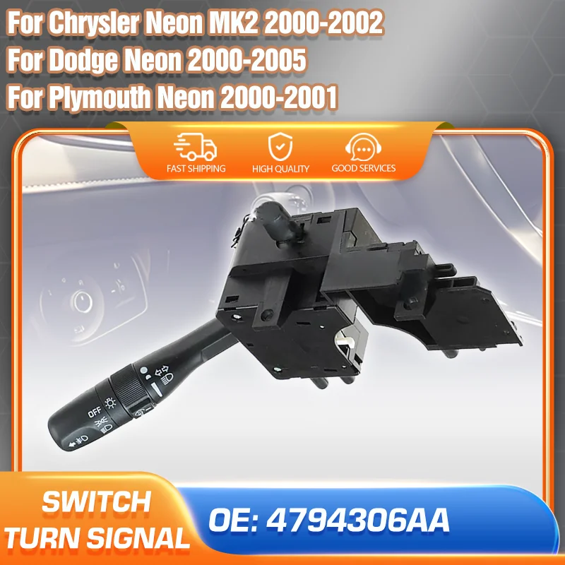 

Переключатель указателей поворота, фар и стеклоочистителей для Dodge Neon 2000-2005, Plymouth Neon 2000-2001, Chrysler Neon 2000-2002 4794306AA 4794306AB