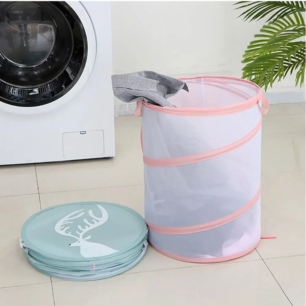 Easy To Store Green Storage Hanging Bag Hanging Type Foldable Storage Basket Perspective Space Saving Net Pocket Home