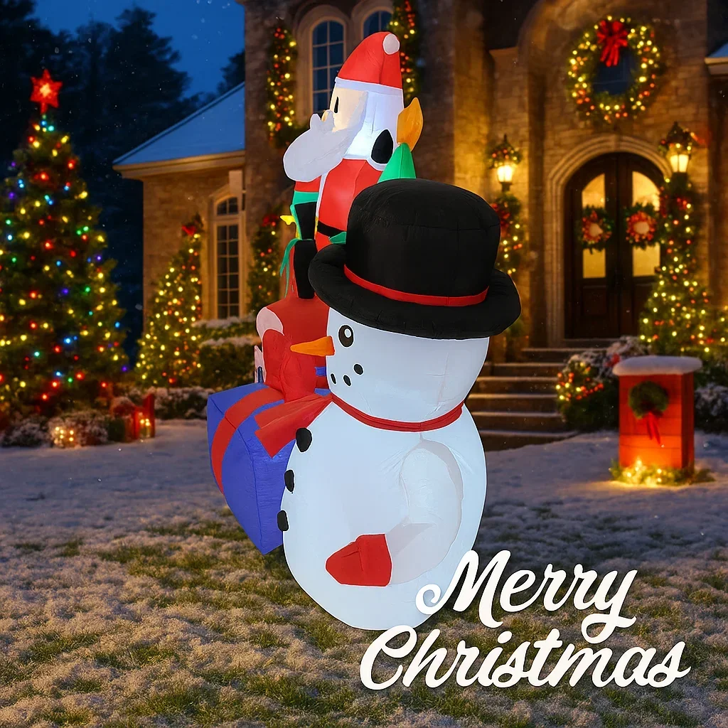 10.17FT لعبة قابلة للنفخ سانتا ثلج البطريق شجرة مجموعة عيد الميلاد ديكور ديكورات للباحة LED لوازم خارجية زينة عيد الميلاد #3