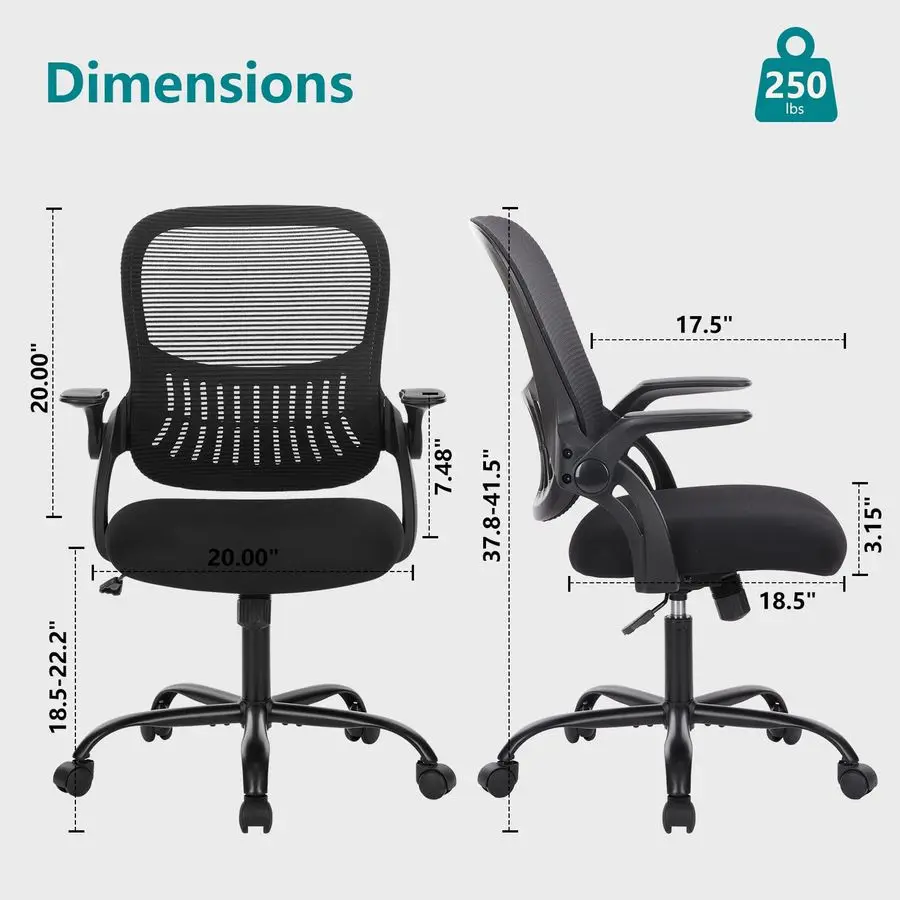 Home Office Managerial Executive Chair, Ergonomic Mesh Adjustable Swivel MidBack Chair with Comfortable Lumbar Support, Comfy A