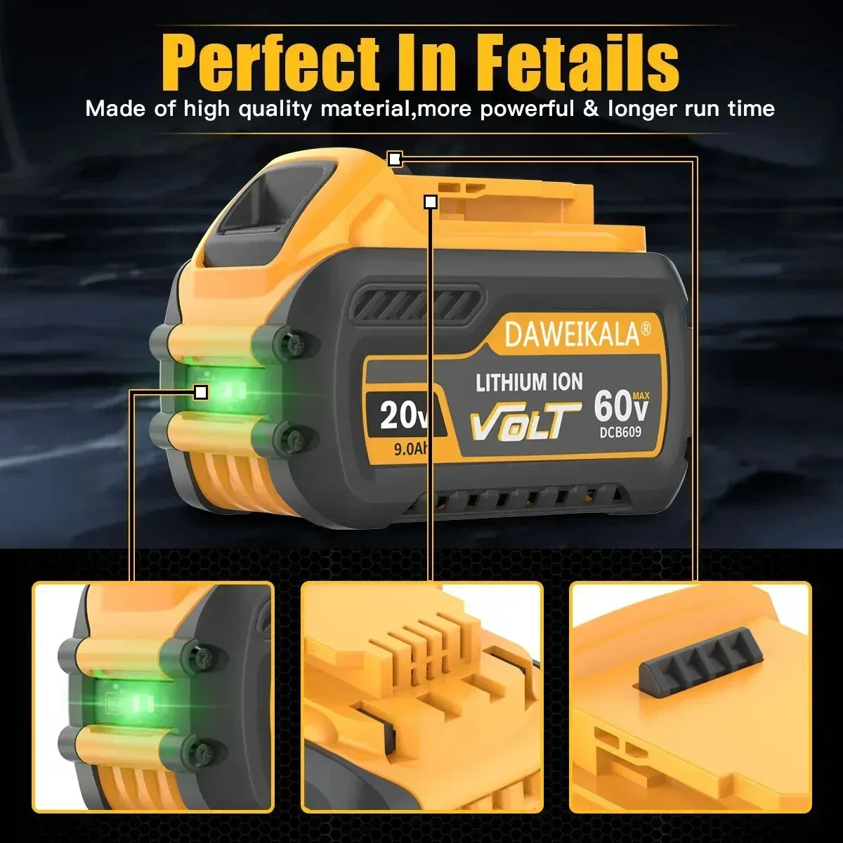 For Dewalt DCB609 60V MAX Flexvolt Battery 9000mAh Battery Compatible DCB547-XJ DCB606 DCB200 DCB182 DCB204 Power Tool Battery