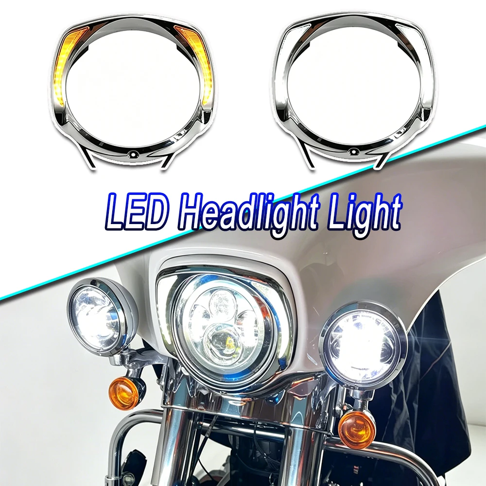 Anneau de garniture de visière de phare LED pour moto Harley CVO Touring Electra Glide Street Glide Tri Glide 2014 et plus