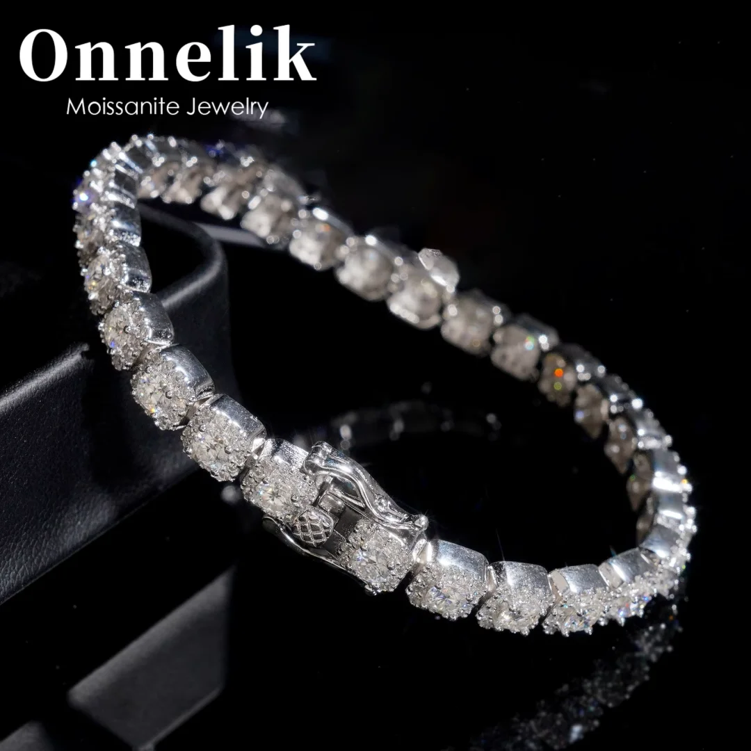 

Onnelik D VVS1 6mm All Moissanite Square Bracelet 100% S925 Silver Lab Diamond for Women Wedding Party Birthday Fine Jewelry